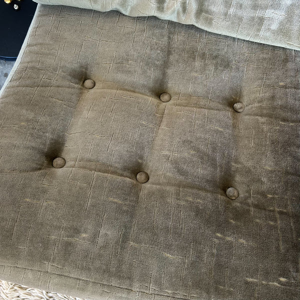 TESSA OLIVE GREEN VELOUR THREE SEATER SOFA