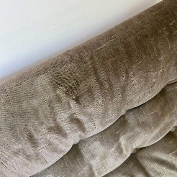 TESSA OLIVE GREEN VELOUR THREE SEATER SOFA