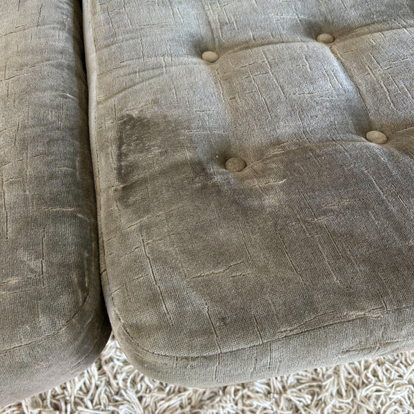 TESSA OLIVE GREEN VELOUR THREE SEATER SOFA