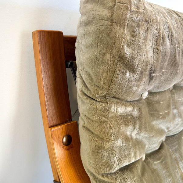 TESSA OLIVE GREEN VELOUR THREE SEATER SOFA