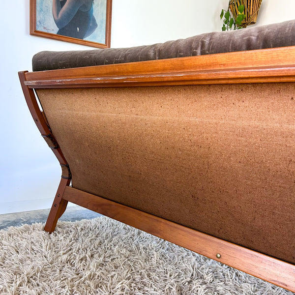 TESSA OLIVE GREEN VELOUR THREE SEATER SOFA