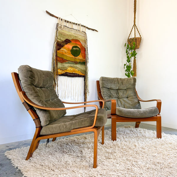 TESSA OLIVE GREEN VELOUR ARMCHAIRS