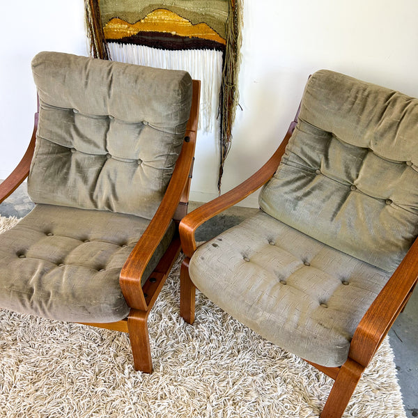 TESSA OLIVE GREEN VELOUR ARMCHAIRS