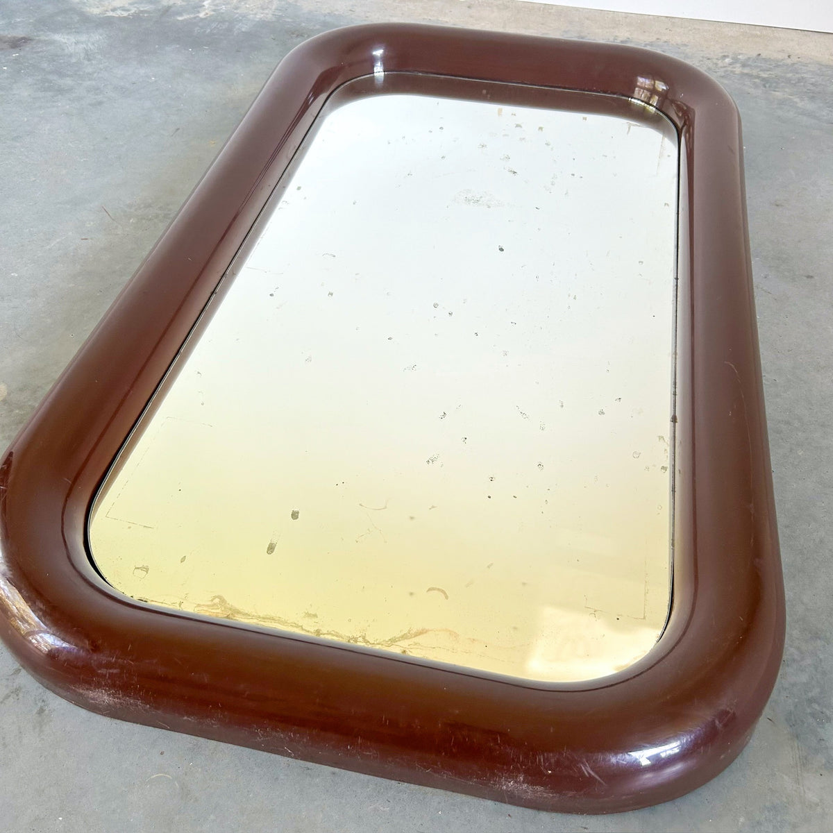 BROWN PLASTIC WALL MIRROR