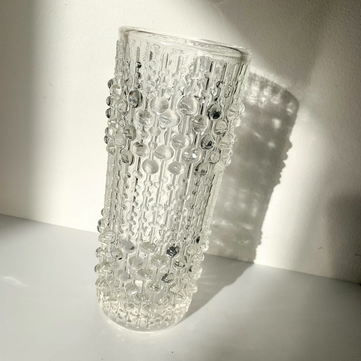 SKLO UNION Czech Clear 'Dripping Candle Wax' Vase Hermanova Peceny 9