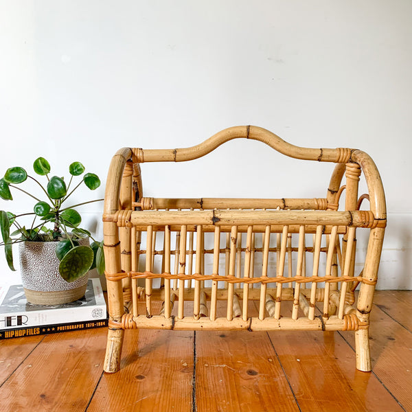 RATTAN MAGAZINE RACK - HEY JUDE WORKSHOP • Vintage furniture & wares.