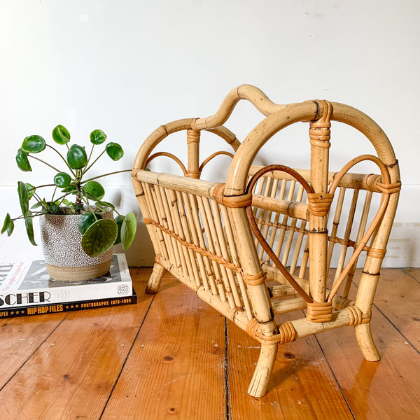 RATTAN MAGAZINE RACK - HEY JUDE WORKSHOP • Vintage furniture & wares.