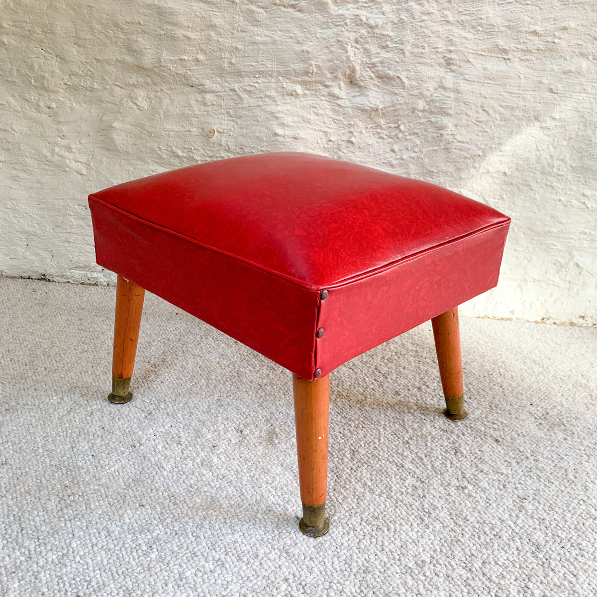 RED VINYL FOOTSTOOL