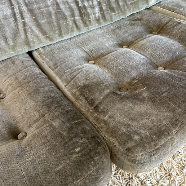 TESSA OLIVE GREEN VELOUR THREE SEATER SOFA