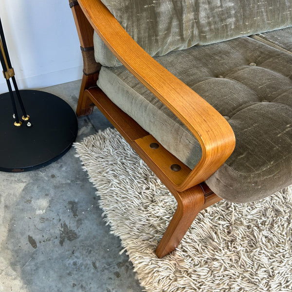 TESSA OLIVE GREEN VELOUR THREE SEATER SOFA