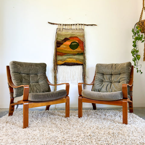 TESSA OLIVE GREEN VELOUR ARMCHAIRS