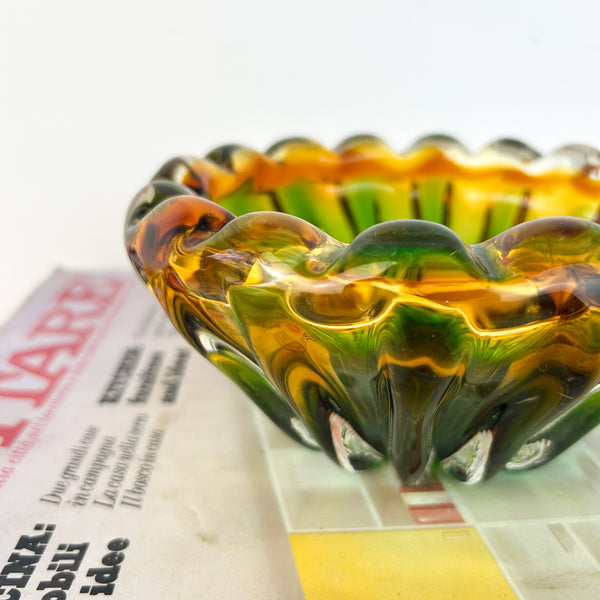 MID CENTURY ART GLASS DISH