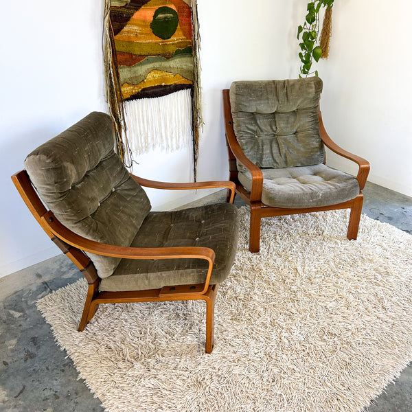 TESSA OLIVE GREEN VELOUR ARMCHAIRS