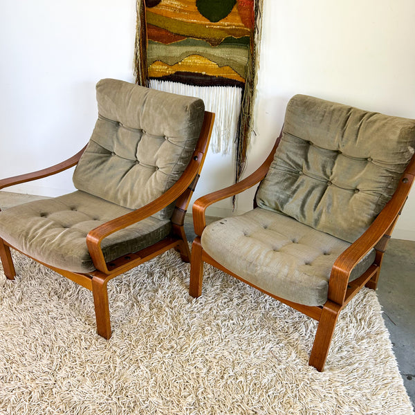 TESSA OLIVE GREEN VELOUR ARMCHAIRS