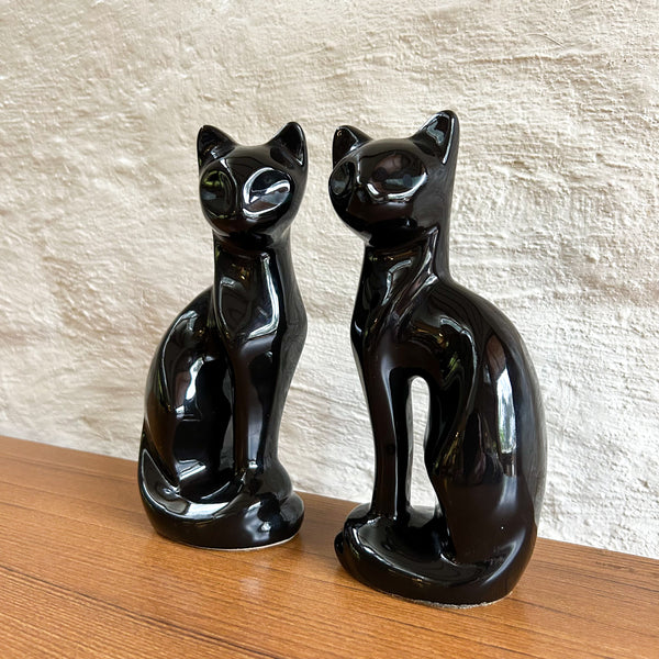 BLACK CERAMIC CAT PAIR