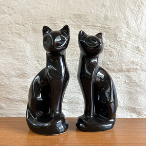 BLACK CERAMIC CAT PAIR