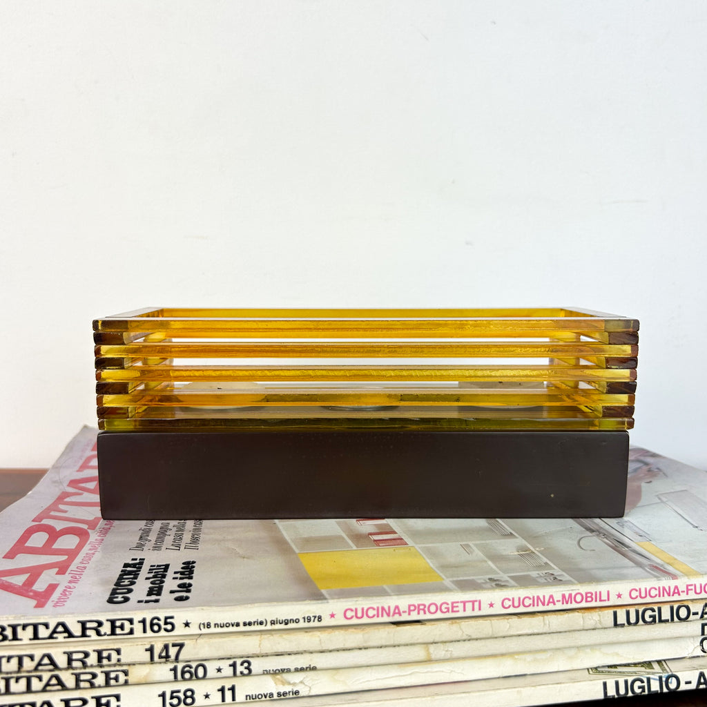 AMBER GLASS CANDLE HOLDER CENTREPIECE - HEY JUDE WORKSHOP • Vintage furniture & objects Melbourne