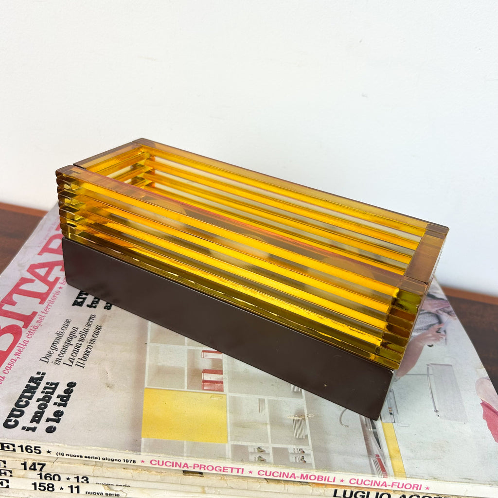 AMBER GLASS CANDLE HOLDER CENTREPIECE - HEY JUDE WORKSHOP • Vintage furniture & objects Melbourne