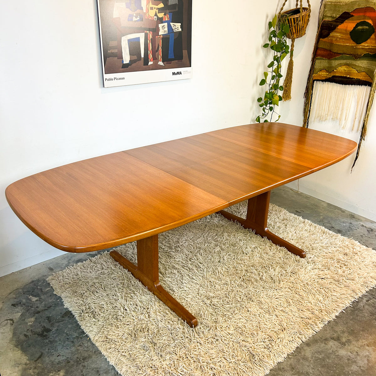 PEDESTAL EXTENSION DINING TABLE & SIX CHAIRS - HEY JUDE WORKSHOP • Vintage furniture & objects Melbourne