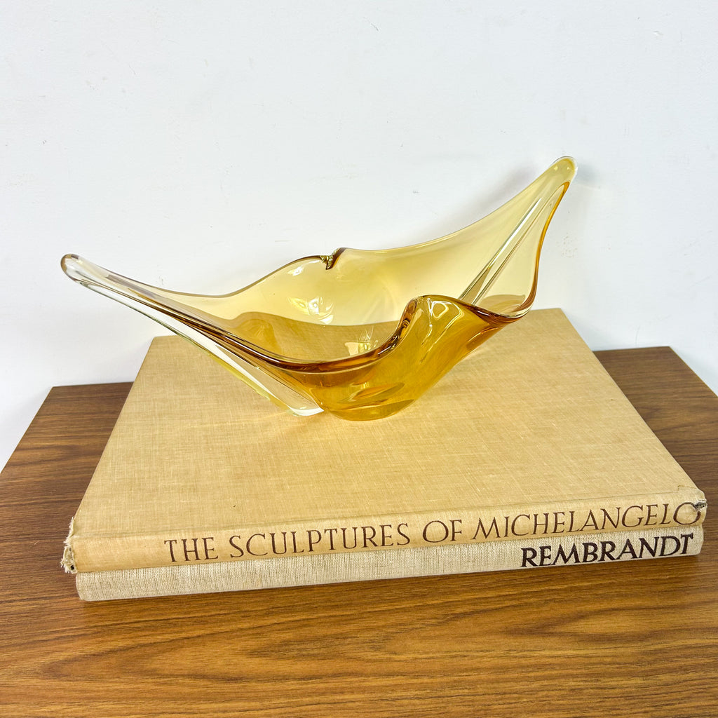 AMBER ART GLASS CENTREPIECE