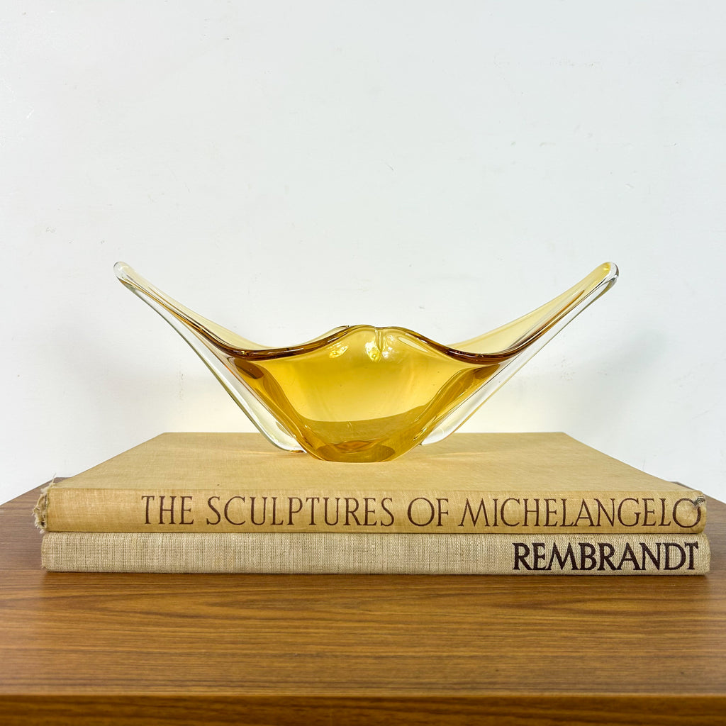 AMBER ART GLASS CENTREPIECE