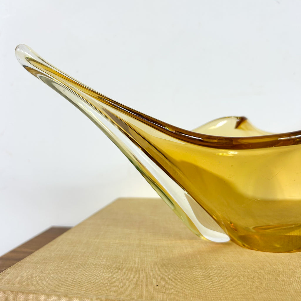 AMBER ART GLASS CENTREPIECE