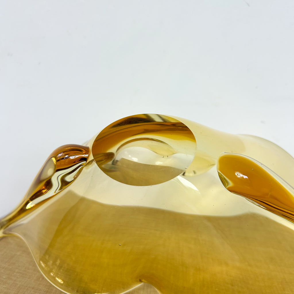 AMBER ART GLASS CENTREPIECE
