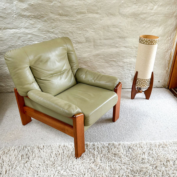 PARKER SAGE GREEN LEATHER ARMCHAIR #1