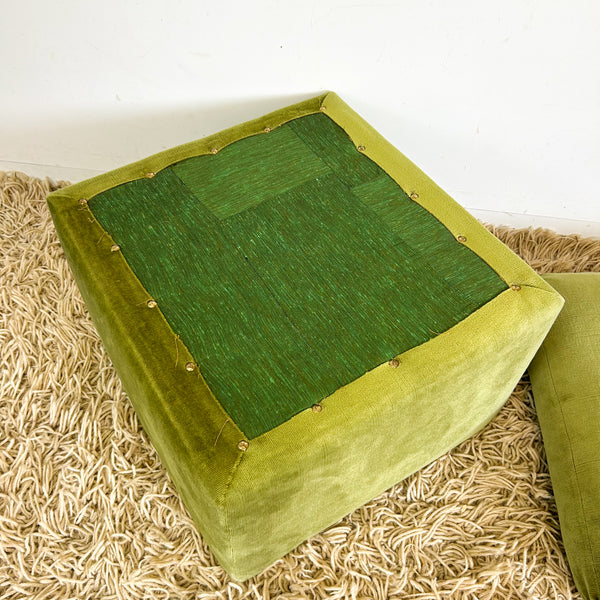 GREEN VELVET POUFFE