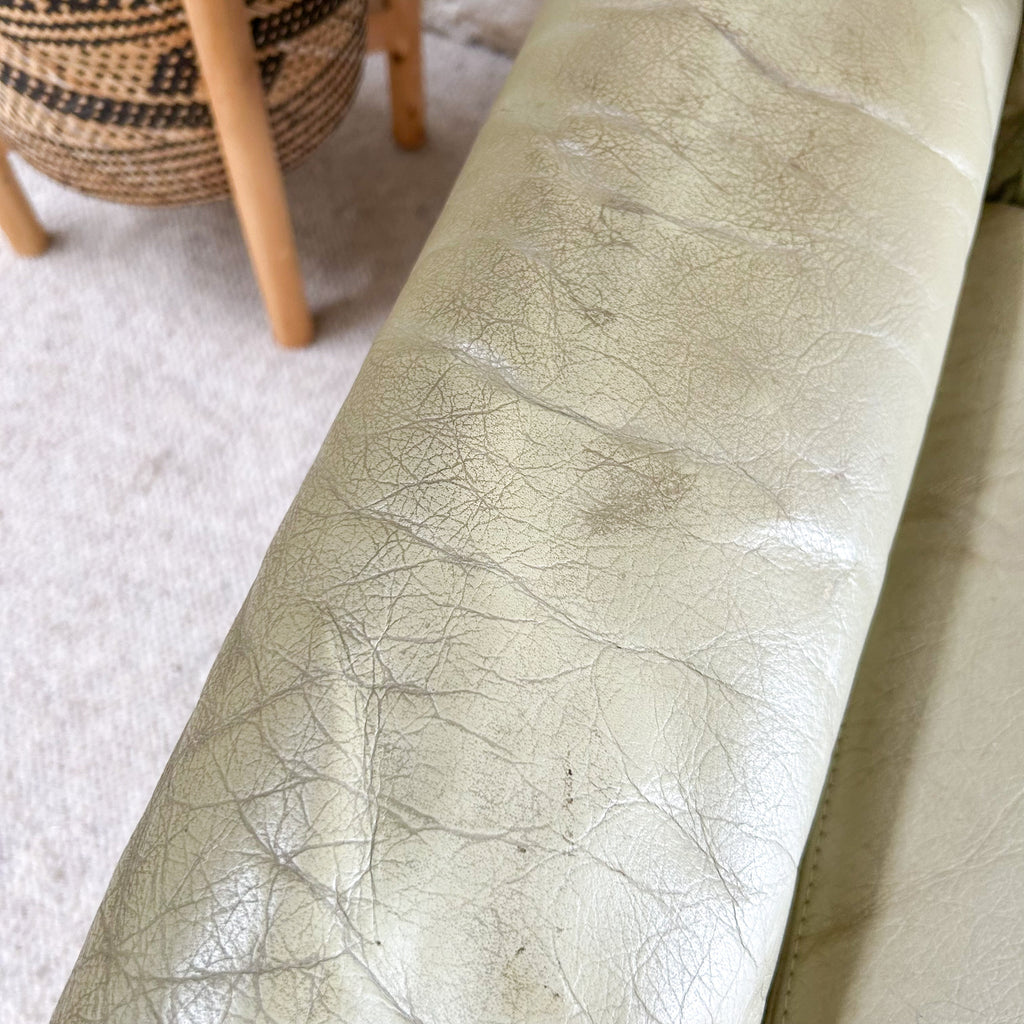 PARKER SAGE GREEN LEATHER ARMCHAIR #2 - HEY JUDE WORKSHOP • Vintage furniture & objects Melbourne