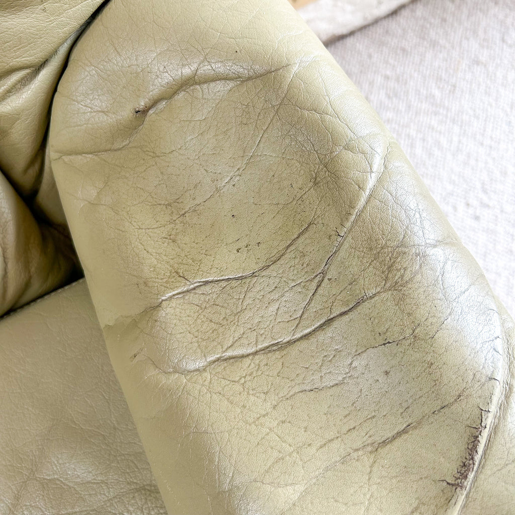 PARKER SAGE GREEN LEATHER ARMCHAIR #2 - HEY JUDE WORKSHOP • Vintage furniture & objects Melbourne