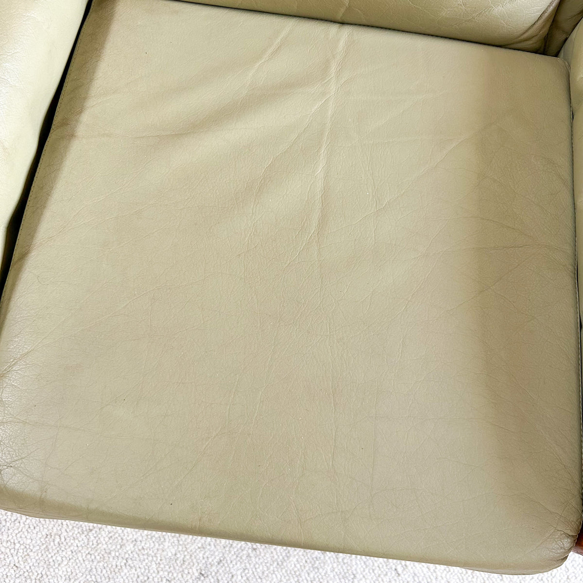 PARKER SAGE GREEN LEATHER ARMCHAIR #2 - HEY JUDE WORKSHOP • Vintage furniture & objects Melbourne