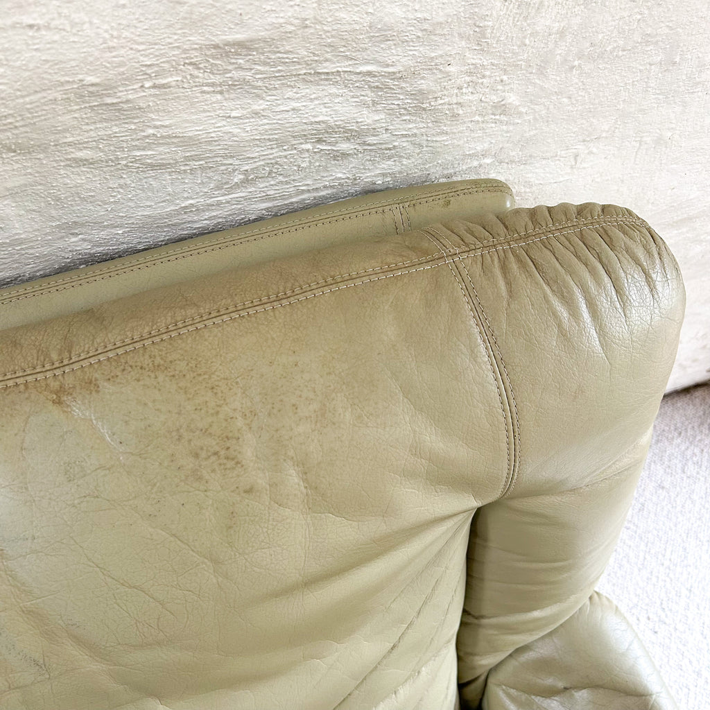 PARKER SAGE GREEN LEATHER ARMCHAIR #2 - HEY JUDE WORKSHOP • Vintage furniture & objects Melbourne