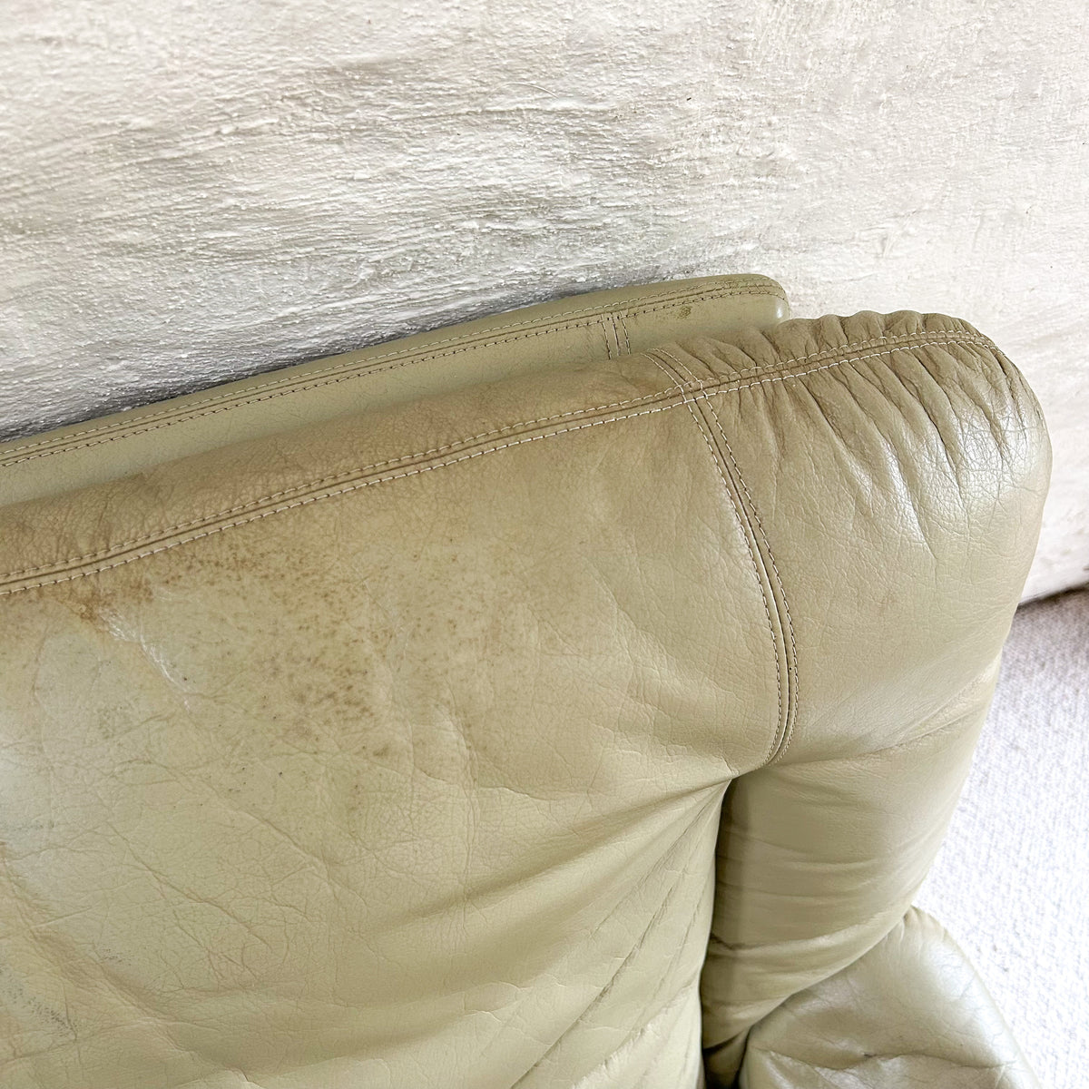 PARKER SAGE GREEN LEATHER ARMCHAIR #2 - HEY JUDE WORKSHOP • Vintage furniture & objects Melbourne