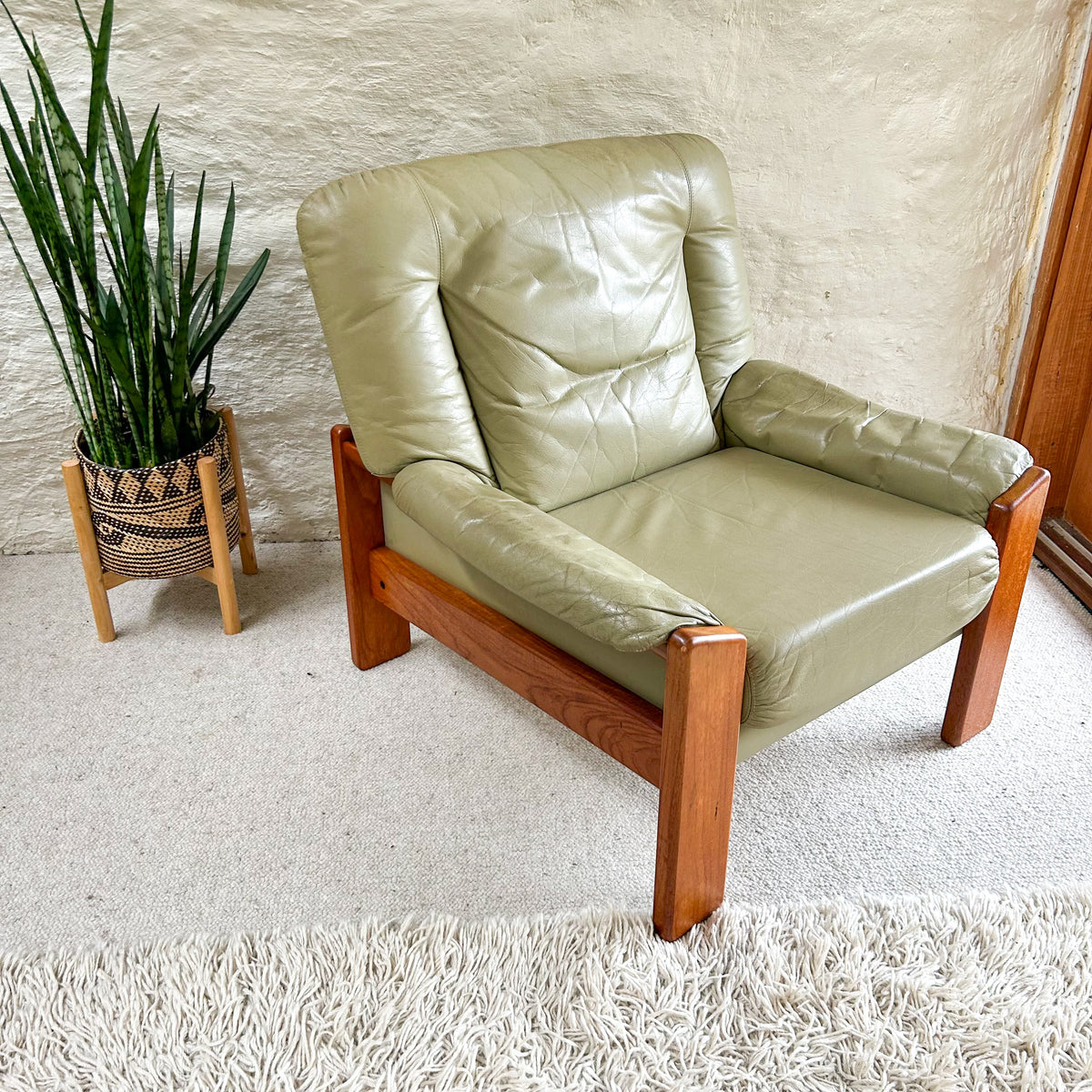 PARKER SAGE GREEN LEATHER ARMCHAIR #2 - HEY JUDE WORKSHOP • Vintage furniture & objects Melbourne