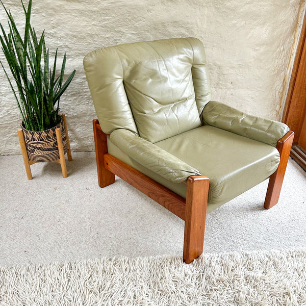 PARKER SAGE GREEN LEATHER ARMCHAIR #2