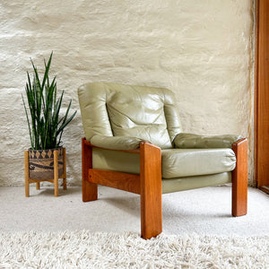 PARKER SAGE GREEN LEATHER ARMCHAIR #2