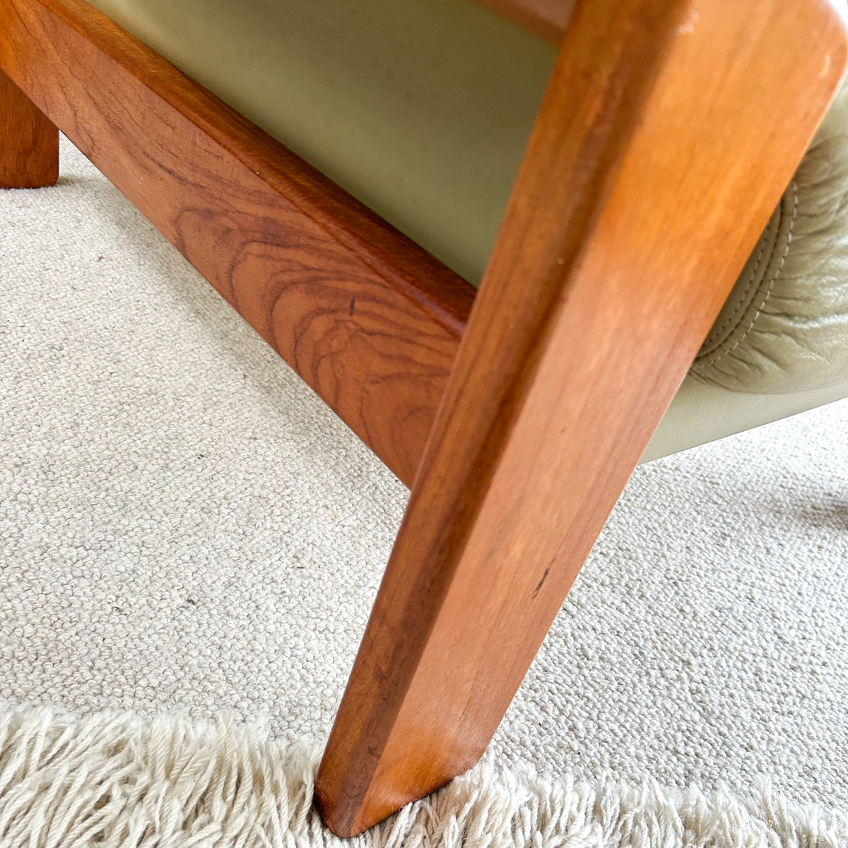 PARKER SAGE GREEN LEATHER ARMCHAIR #2 - HEY JUDE WORKSHOP • Vintage furniture & objects Melbourne