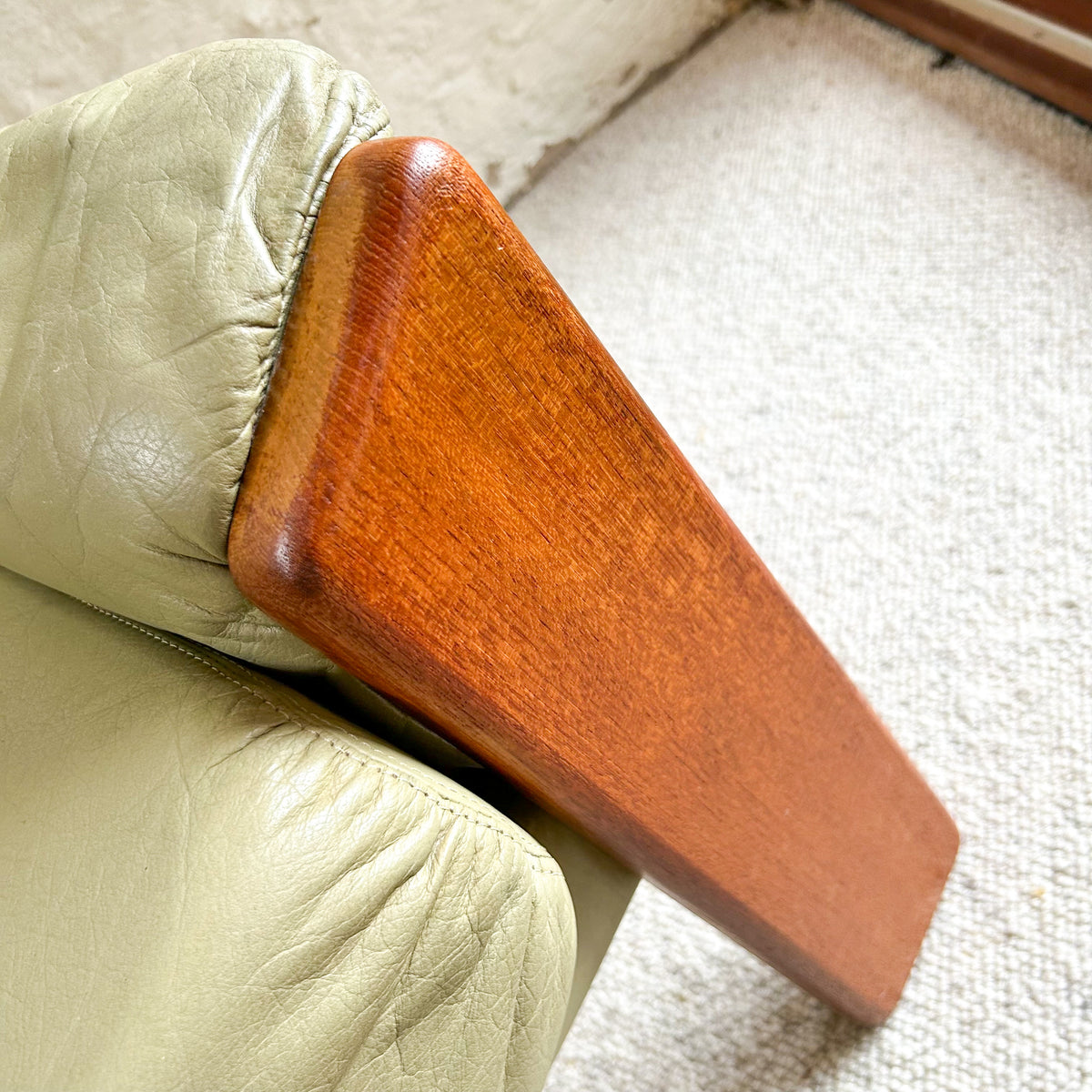 PARKER SAGE GREEN LEATHER ARMCHAIR #2 - HEY JUDE WORKSHOP • Vintage furniture & objects Melbourne