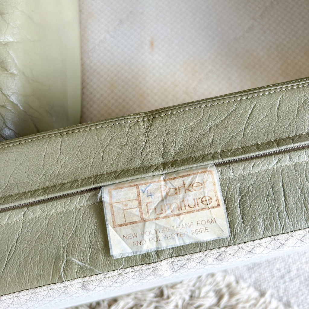 PARKER SAGE GREEN LEATHER ARMCHAIR #2 - HEY JUDE WORKSHOP • Vintage furniture & objects Melbourne