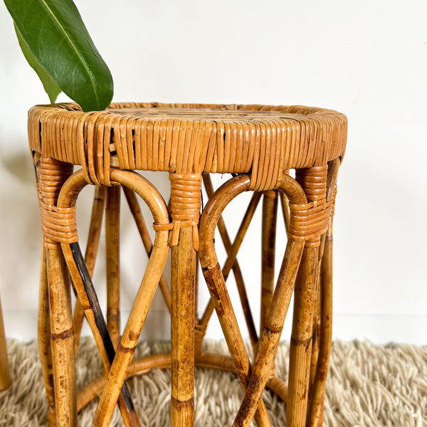 CANE PLANT STAND/SIDE TABLE