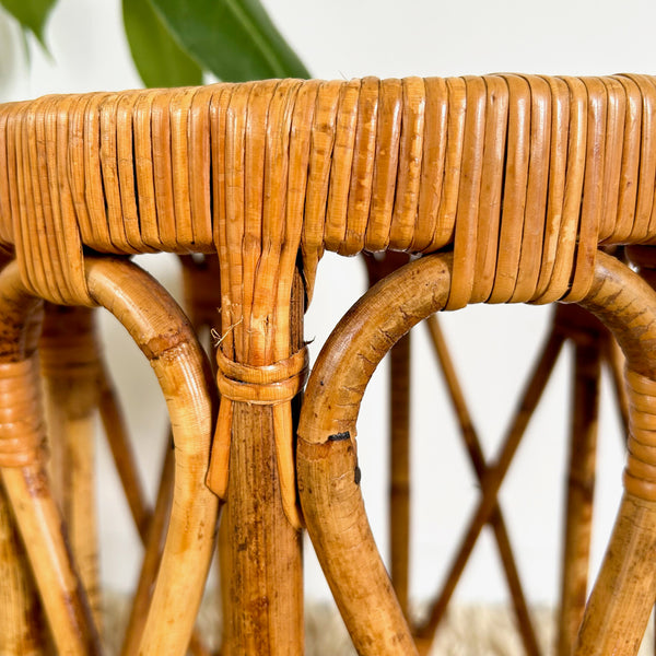 CANE PLANT STAND/SIDE TABLE