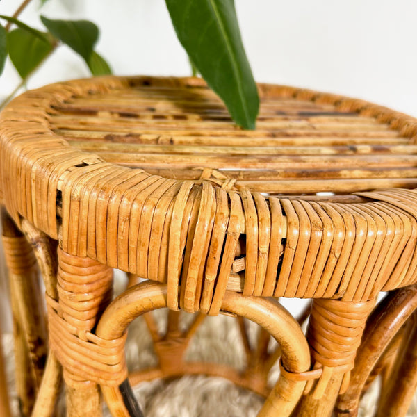 CANE PLANT STAND/SIDE TABLE