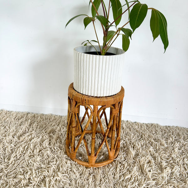 CANE PLANT STAND/SIDE TABLE