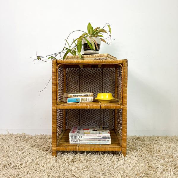 CANE SHELVES/SIDE TABLE