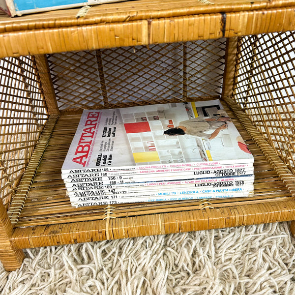 CANE SHELVES/SIDE TABLE