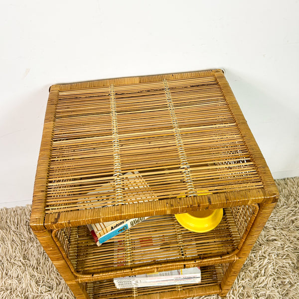 CANE SHELVES/SIDE TABLE