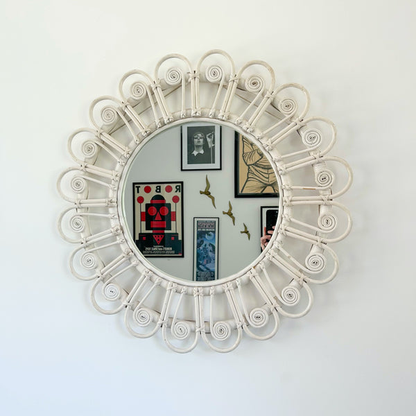 PAINTED RATTAN WALL MIRROR