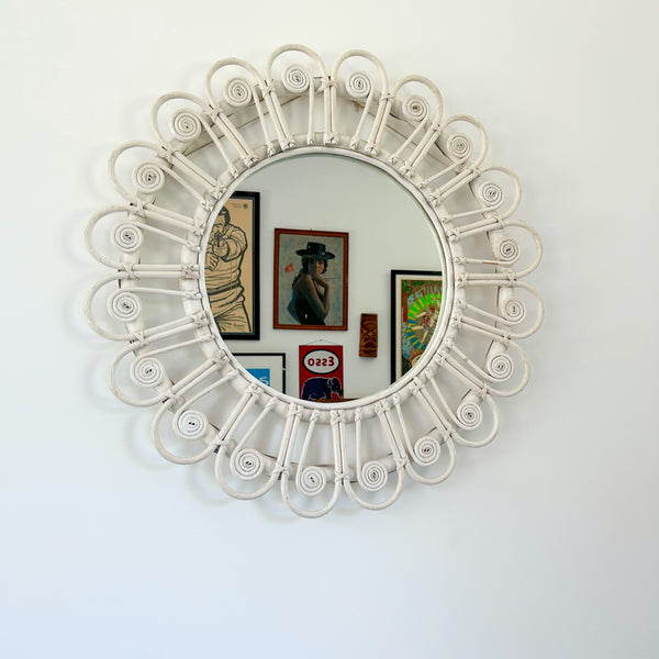 PAINTED RATTAN WALL MIRROR