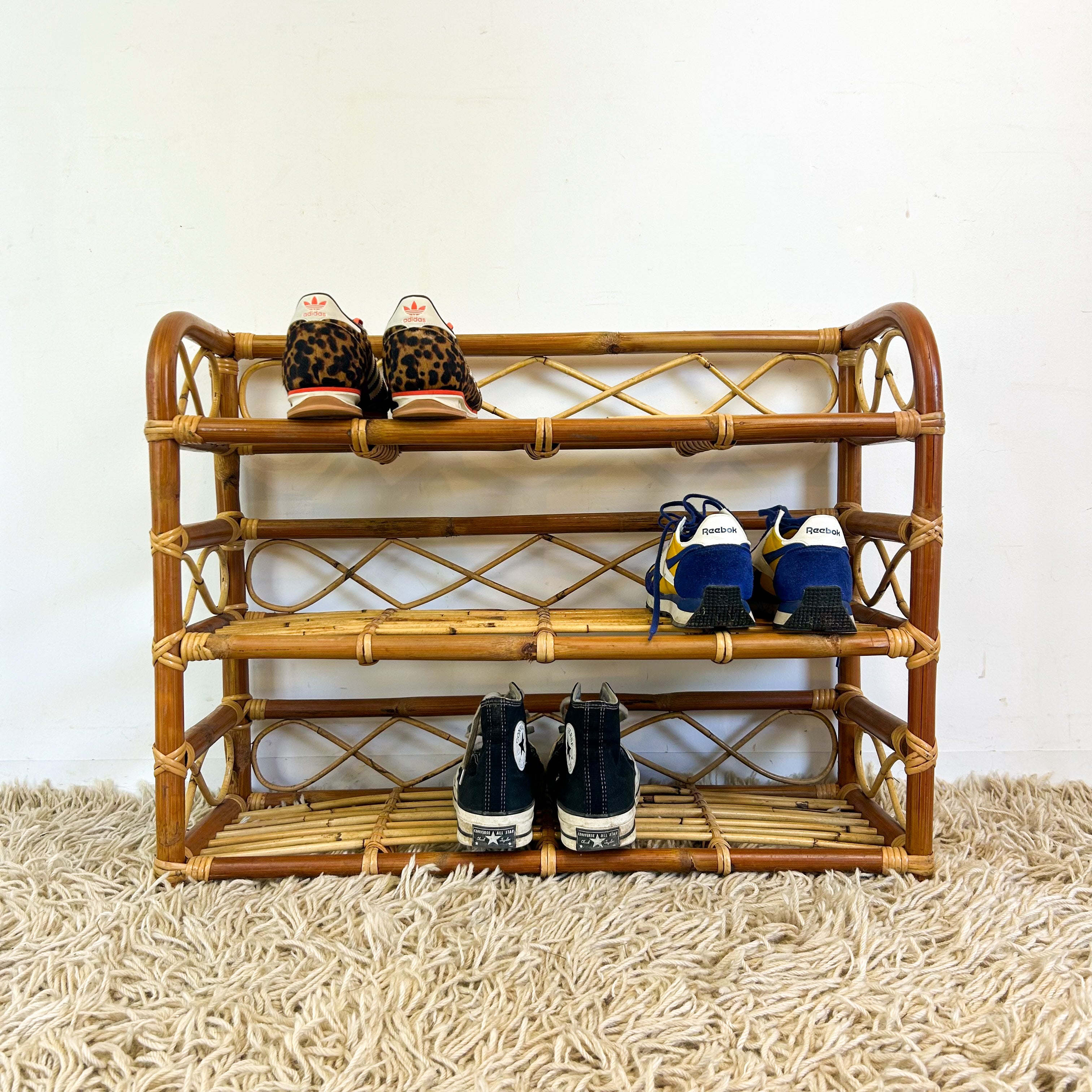 CANE SHOE RACK / SHELVES